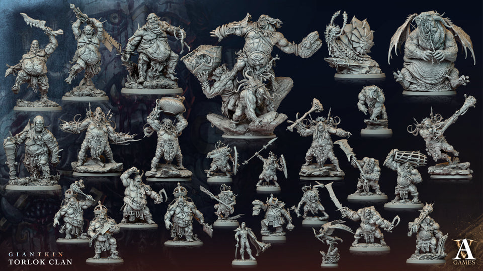 3D Printed Archvillain Games Giantkin - Torlok Clan Goresnout Ogre 28 32mm D&D