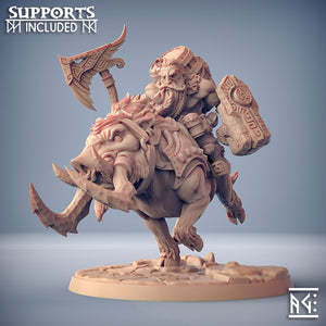 3D Printed Artisan Guild Gino on Wulf-Hog Dwarven Oathbreakers 28mm 32mm