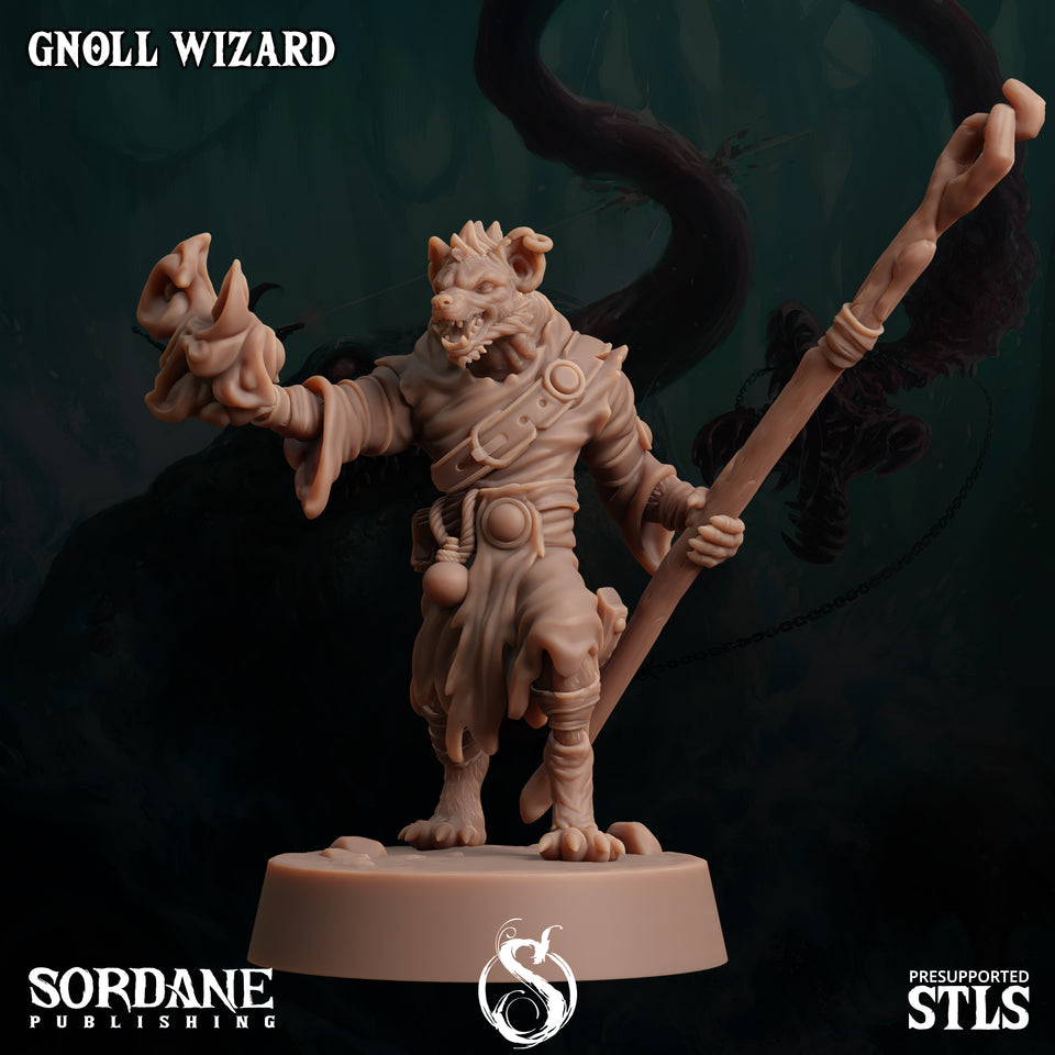 3D Printed Sordane Publishing Gnoll Wizard 28 32mm D&D