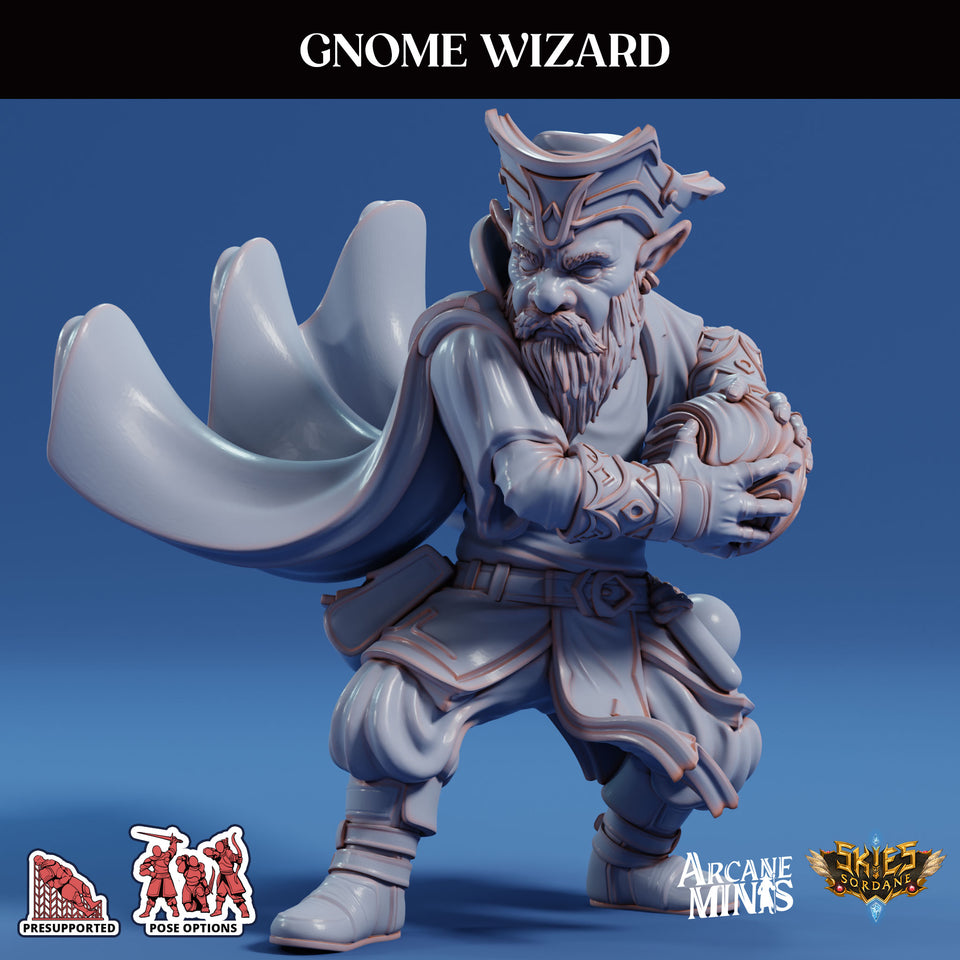 3D Printed Sordane Publishing Arcane Minis Gnome Wizard Swindler's Luck Part Two 28 32mm D&D