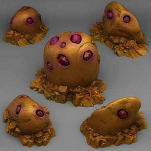 3D Printed Fantastic Plants and Rocks Gold Gemstones 28mm - 32mm D&D Wargaming