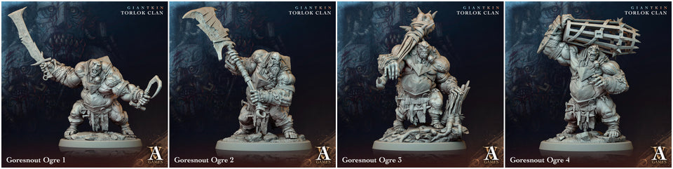 3D Printed Archvillain Games Giantkin - Torlok Clan Goresnout Ogre 28 32mm D&D