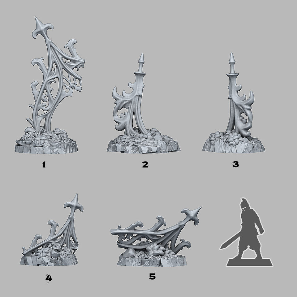 3D Printed Fantastic Plants and Rocks Gothic Gate Ruins 28mm - 32mm D&D Wargaming