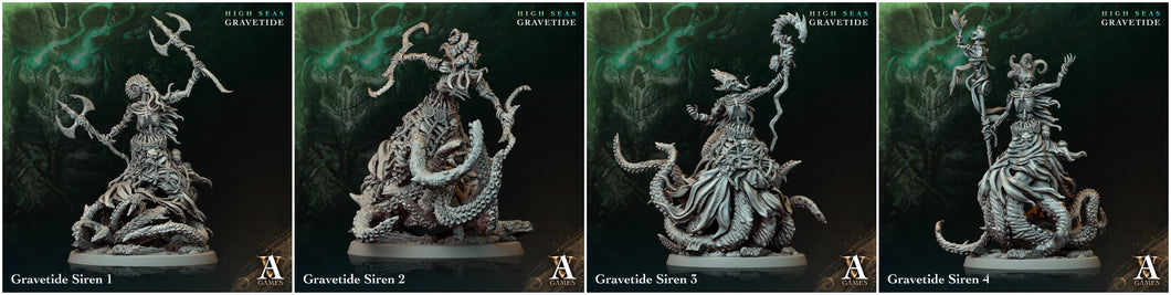 3D Printed Archvillain Games High Seas - Gravetide Gravetide Siren 28 32mm D&D