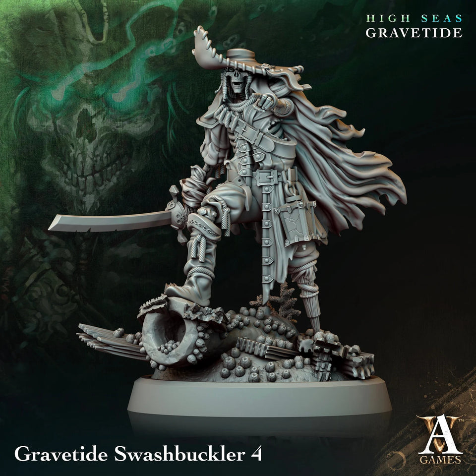 3D Printed Archvillain Games Gravetide Swashbuckler 28 32mm D&D