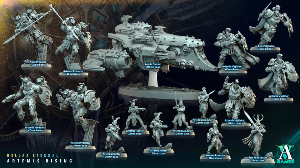 3D Printed Archvillain Games Apex Vigilator Artemis Vigilators Hellas Eternal Artemis Rising 28 32mm D&D