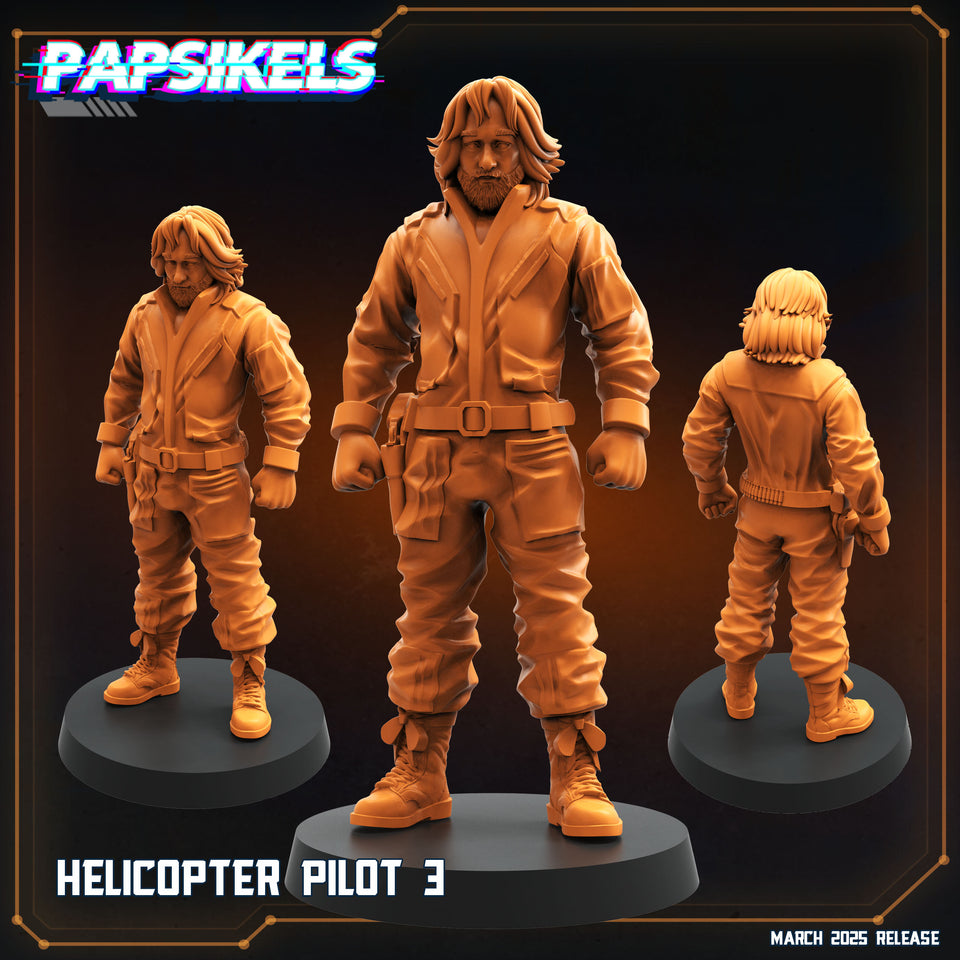 3D Printed Papsikels Helicopter Pilots MARCH 2025 CYBERPUNK 28mm 32mm