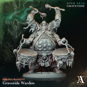 3D Printed Archvillain Games Gravetide Warden Archvillain Bestiary Vol VII 28 32mm D&D