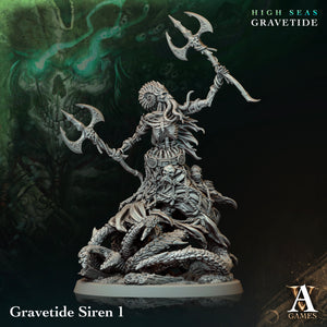 3D Printed Archvillain Games High Seas - Gravetide Gravetide Siren 28 32mm D&D