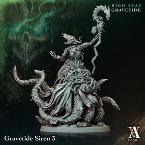 3D Printed Archvillain Games High Seas - Gravetide Gravetide Siren 28 32mm D&D