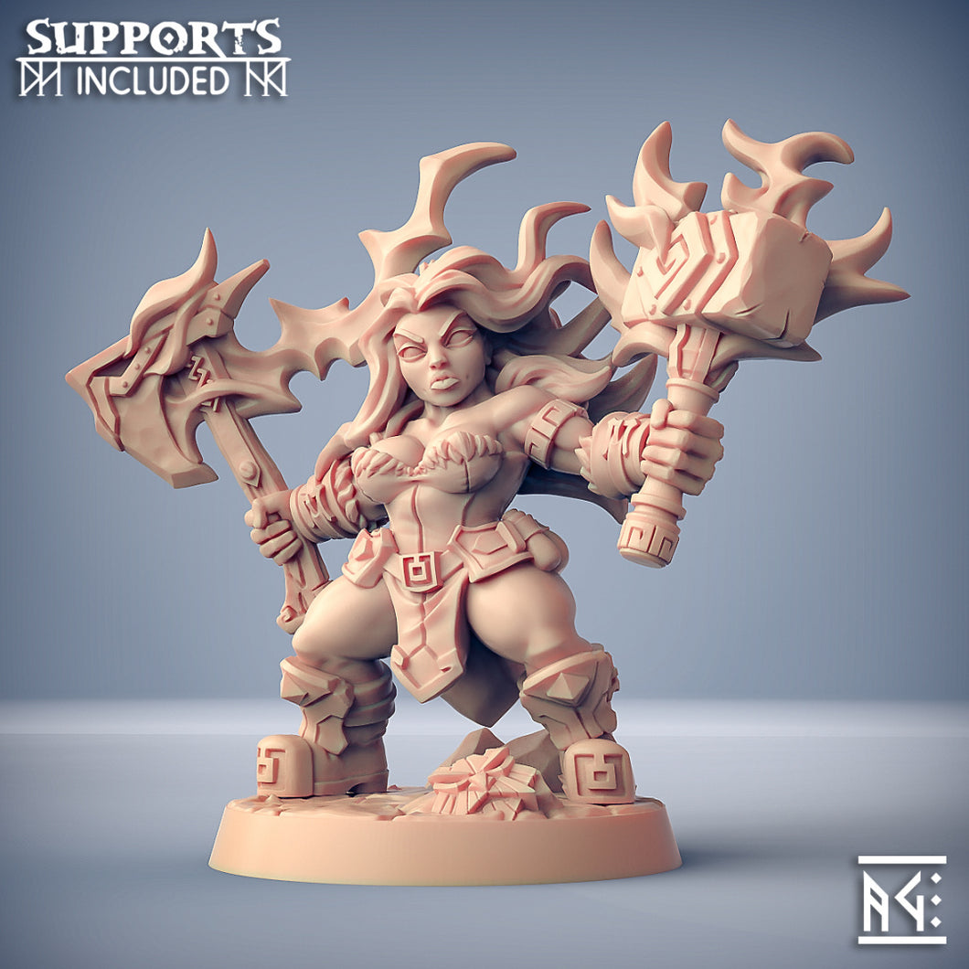 3D Printed Artisan Guild Helga Windfury Dwarven Oathbreakers 28mm 32mm
