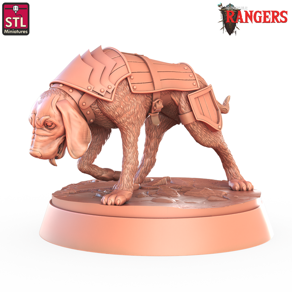 3D Printed STL Miniatures Ranger Hounds Rangers  28 - 32mm War Gaming D&D