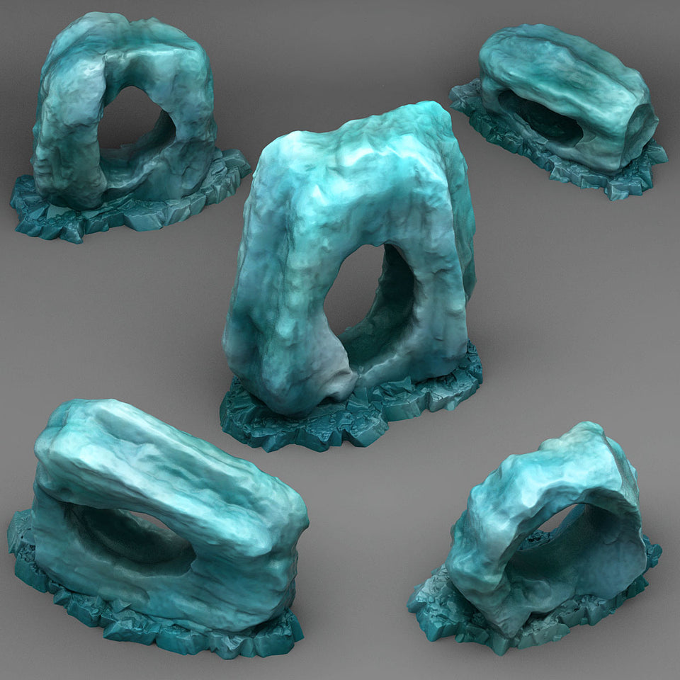 3D Printed Fantastic Plants and Rocks Ice Hole Rocks 28mm - 32mm D&D Wargaming