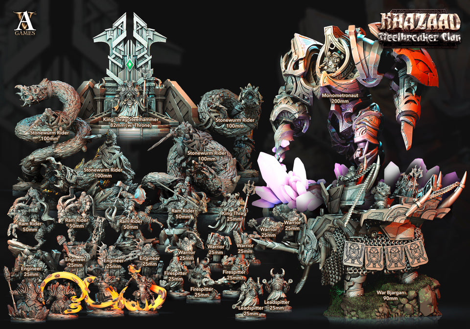 3D Printed Archvillain Games Khazaad Steelbreaker Clan - Steelbreaker Firespitters 28mm 32mm D&D