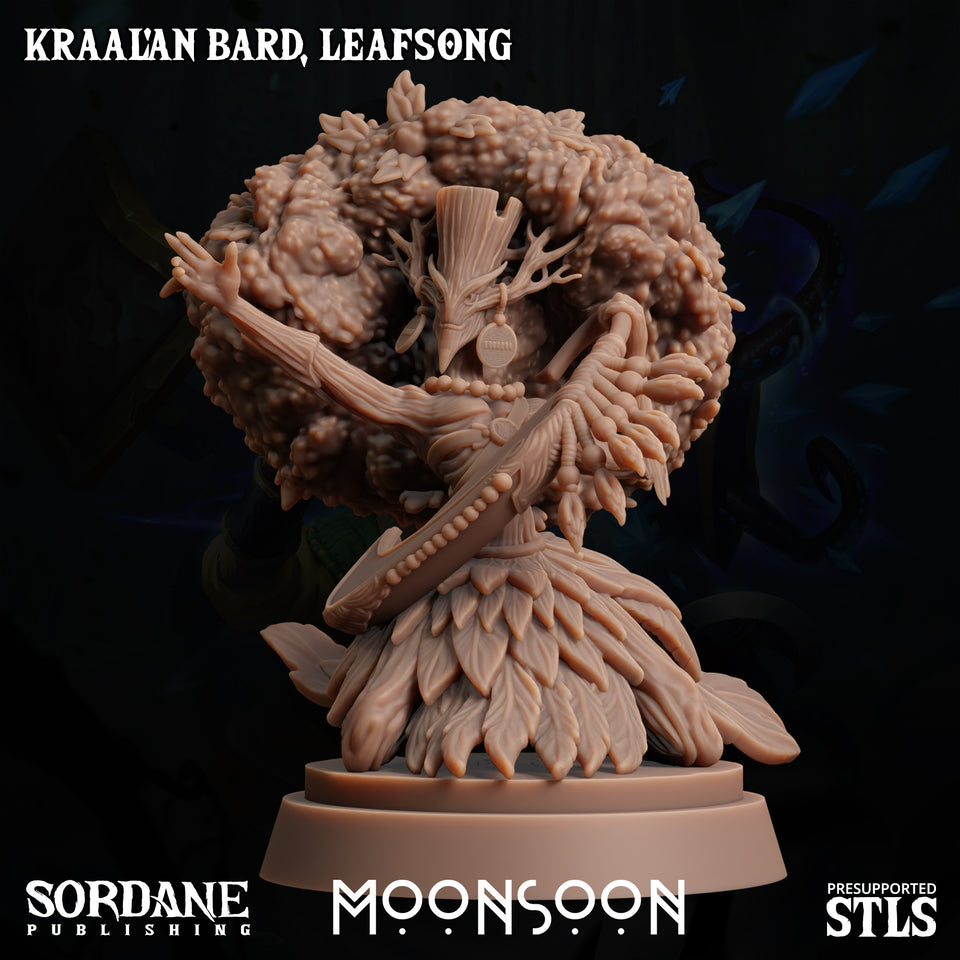 3D Printed Sordane Publishing Kraal'an Bard Leafsong Moonsoon 28 32mm D&D