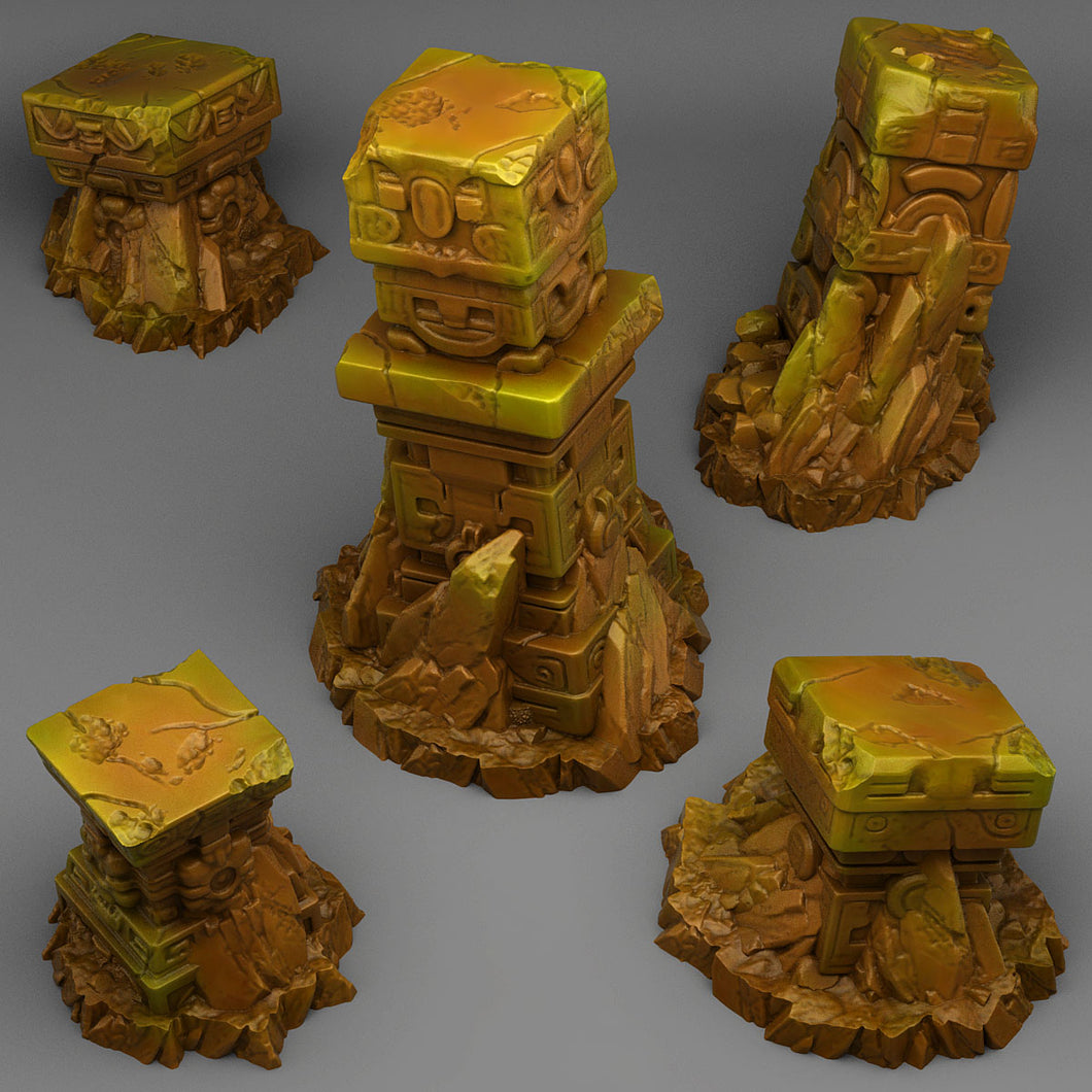 3D Printed Fantastic Plants and Rocks Lost Maya Columns 28mm - 32mm D&D Wargaming