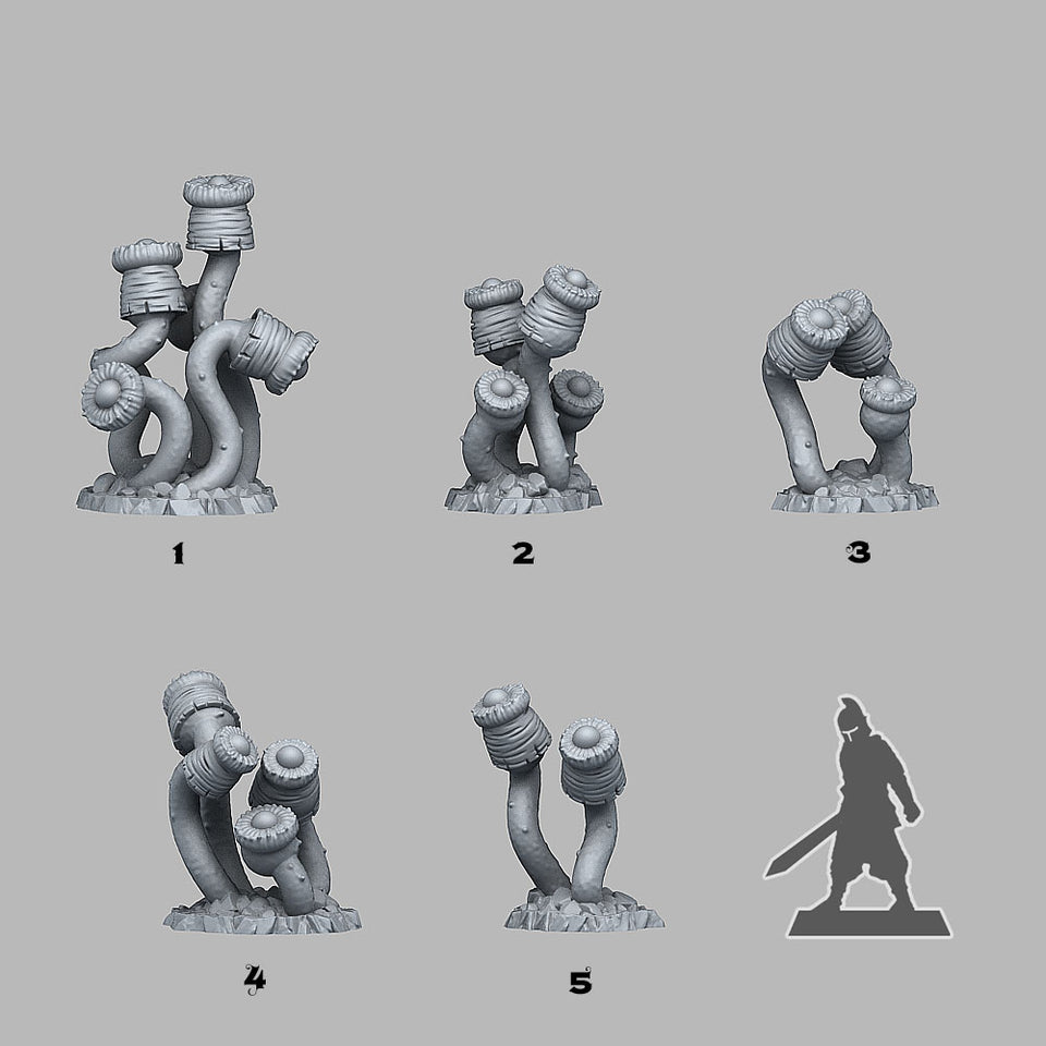 3D Printed Fantastic Plants and Rocks Luminous Plants 28mm - 32mm D&D Wargaming