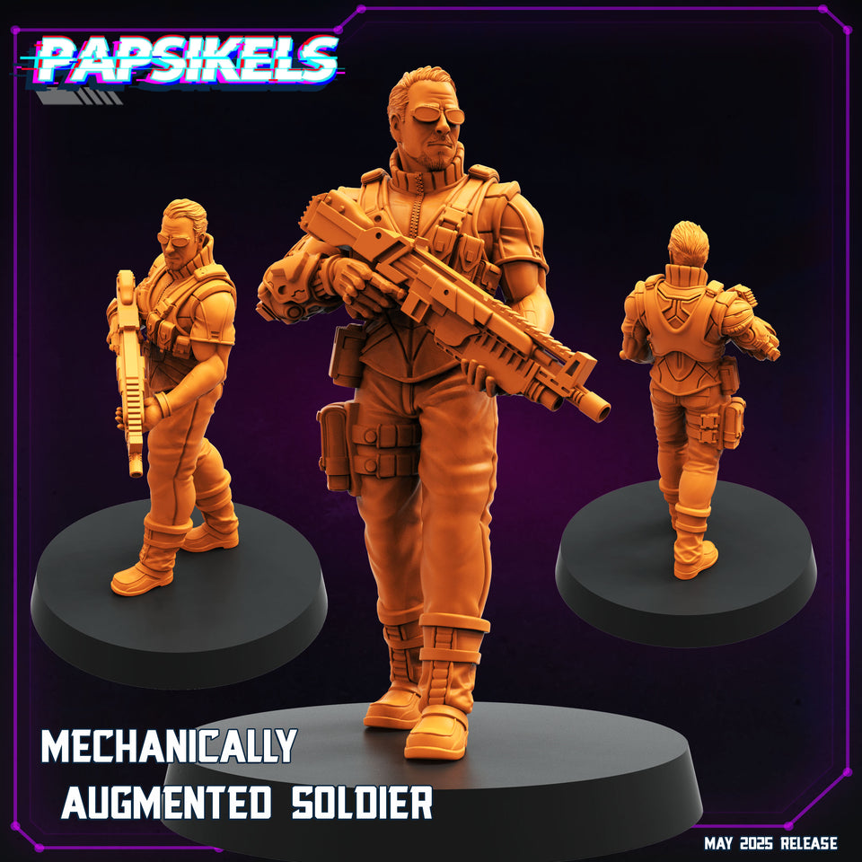 3D Printed Papsikels Mechanically Augmented Soldier Set May 2025 Cyberpunk Set 28mm 32mm