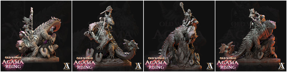 3D Printed Archvillain Games Old World Agama Rising - Mato Riders 28mm 32mm D&D