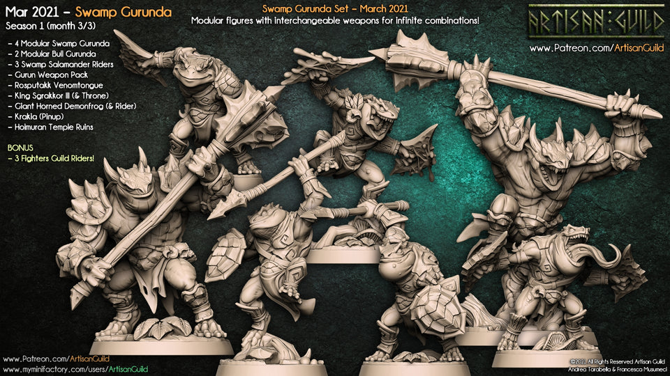 3D Printed Artisan Guild Modulars Gurunda Swamp Gurunda 28mm 32mm