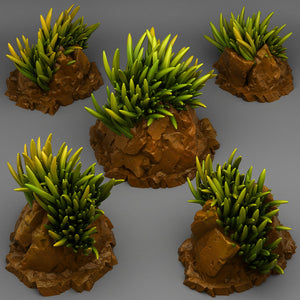 3D Printed Fantastic Plants and Rocks Mountain Grass 28mm - 32mm D&D Wargaming