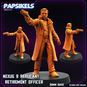 3D Printed Papsikels Nexus 9 Replicant Retirement Officer Set October 2024 Cyberpunk 28mm 32mm
