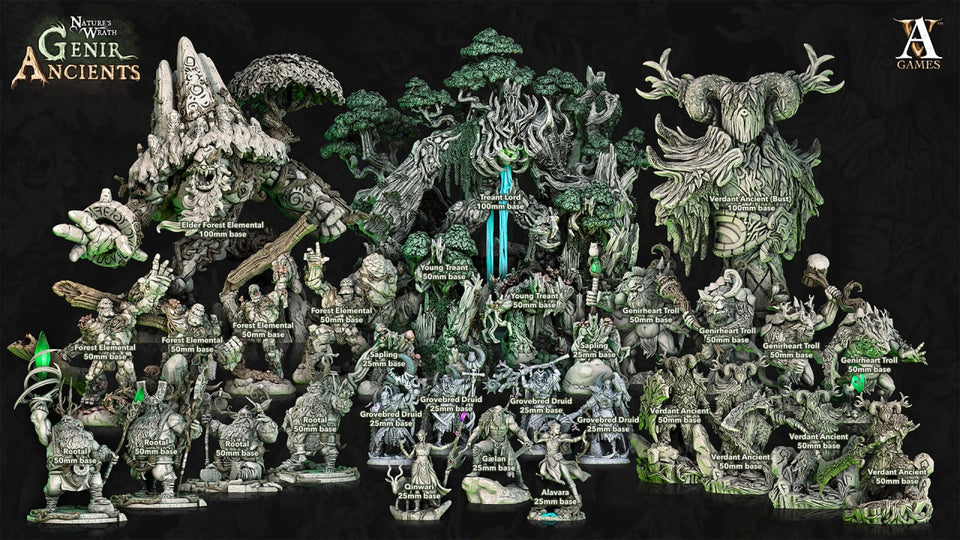 3D Printed Archvillain Games Nature's Wrath Genir Ancients - Treant Lord 28mm 32mm D&D
