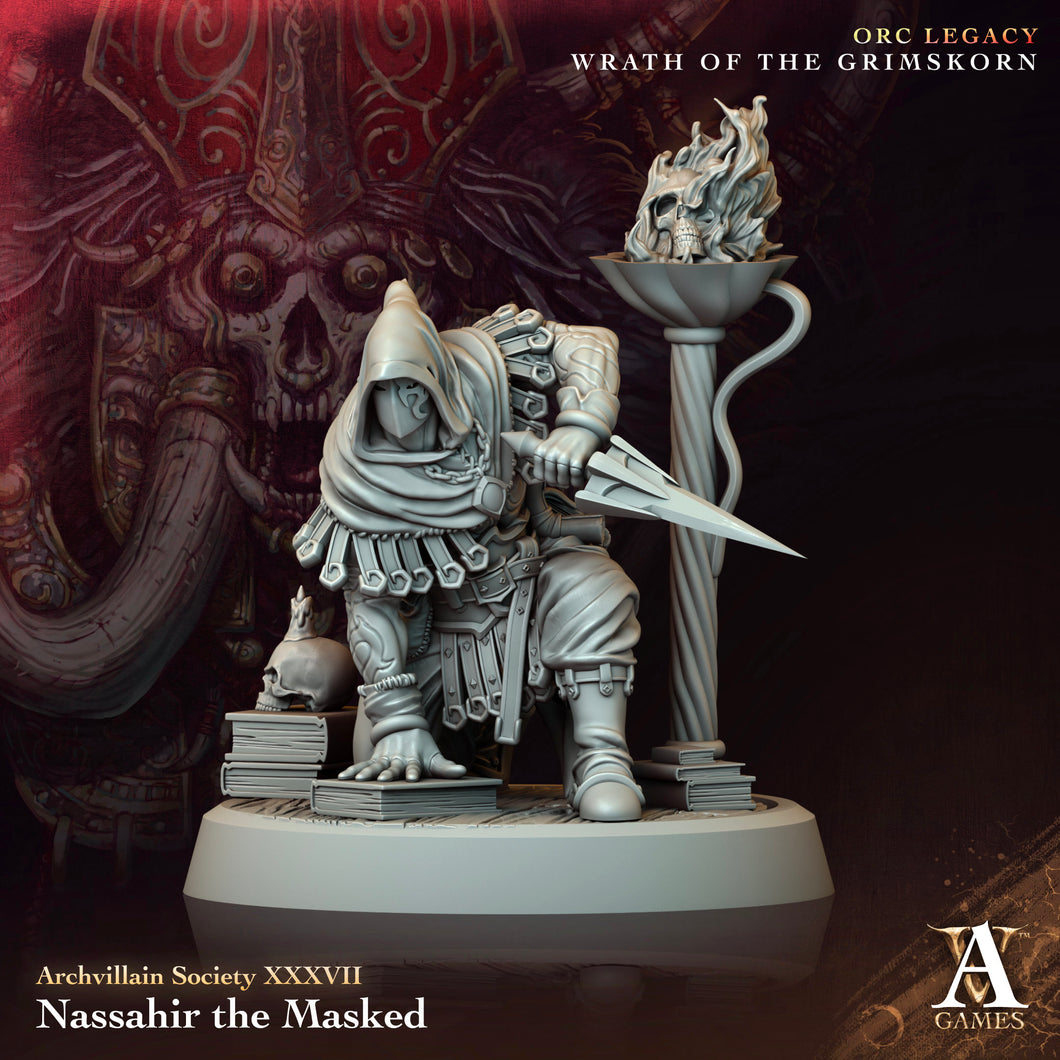 3D Printed Archvillain Games Nassahir the Masked Archvillain Society Vol XXXVII 28 32mm D&D