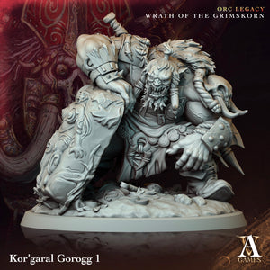 3D Printed Archvillain Games Kor'garal Gorogg Orc Legacy Wrath of the Grimskorn 28 32mm D&D