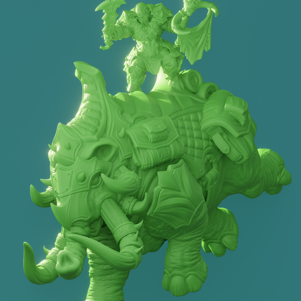 3D Printed Nafarrate Mammoth Rider Orc Set Orcs Army 28 32 mm D&D
