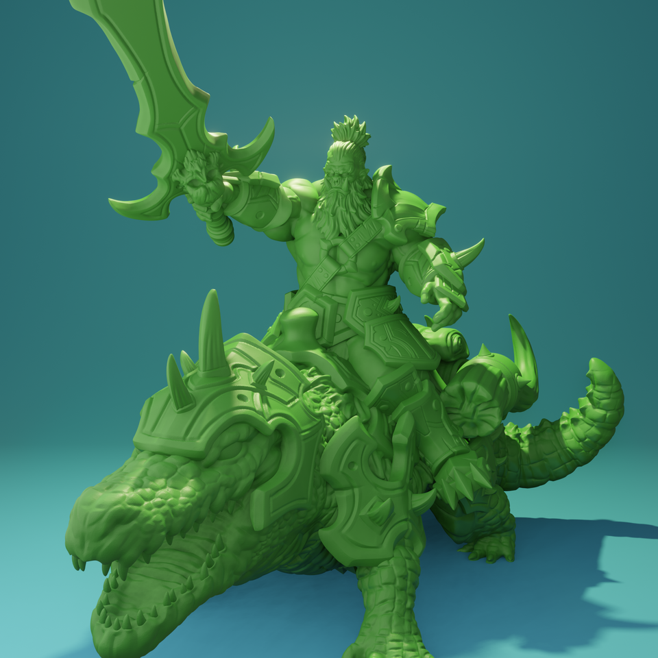 3D Printed Nafarrate Crocodile Rider Orc Set Orcs Army 28 32 mm D&D
