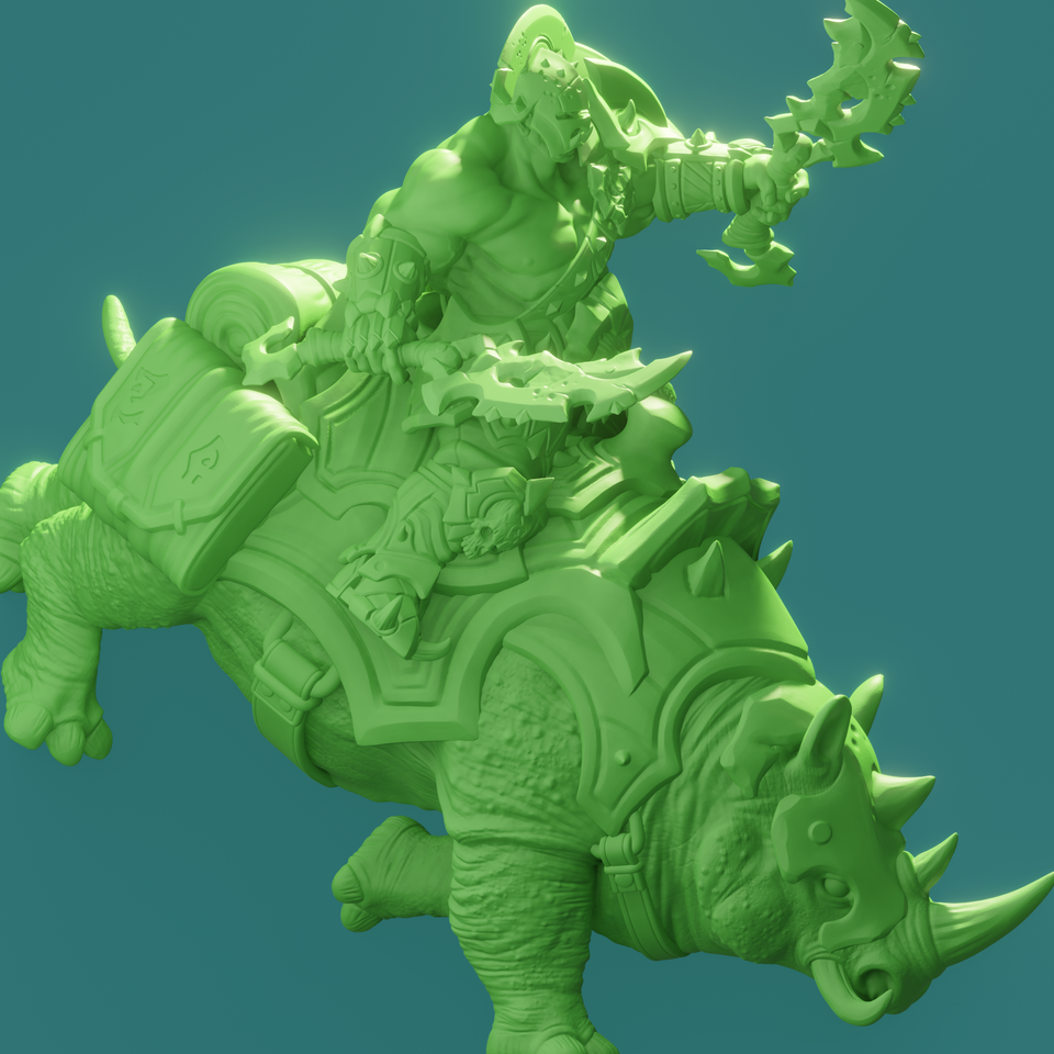 3D Printed Nafarrate Rhino Rider Orc Set Orcs Army 28 32 mm D&D