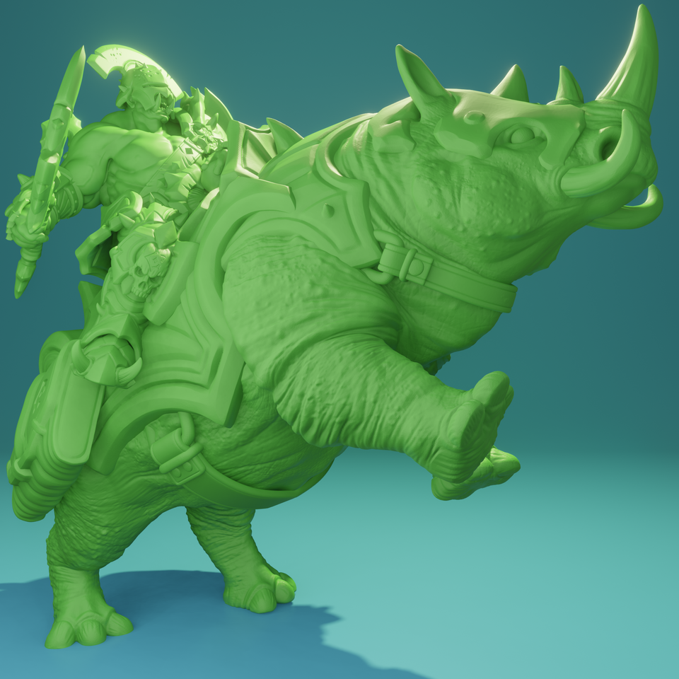 3D Printed Nafarrate Rhino Rider Orc Set Orcs Army 28 32 mm D&D