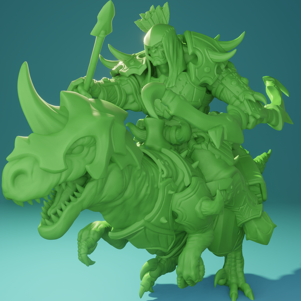 3D Printed Nafarrate Velociraptor Rider Orc Set Orcs Army 28 32 mm D&D