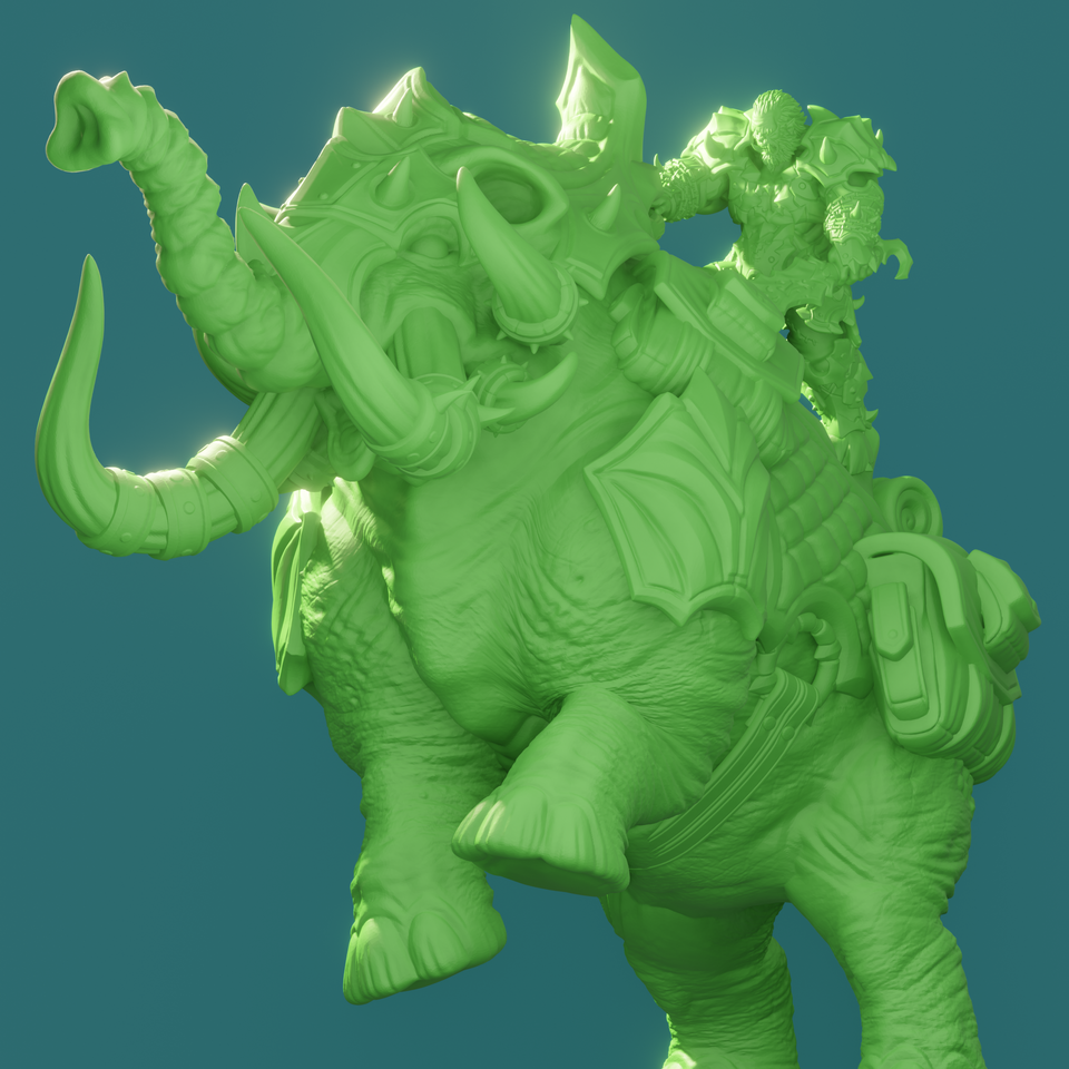 3D Printed Nafarrate Mammoth Rider Orc Set Orcs Army 28 32 mm D&D
