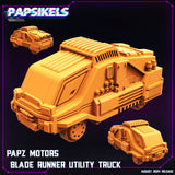 3D Printed Papsikels August 2024 Cyberpunk Papz Motors Bladerunner Utility Truck 28mm 32mm