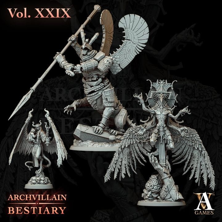 Pazuzu Demon Encounter Set – Archvillain Games Boss Miniatures | 28mm & 32mm DnD Resin Models - 3D Printing Boss 