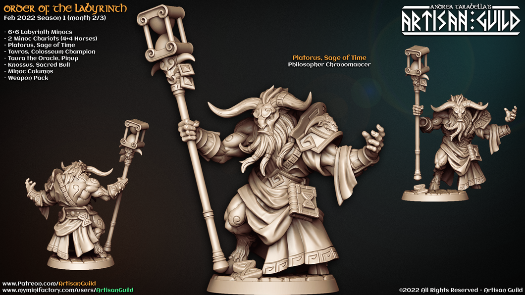 3D Printed Artisan Guild Platorus Sage of Time Order of the Labyrinth 28mm 32mm