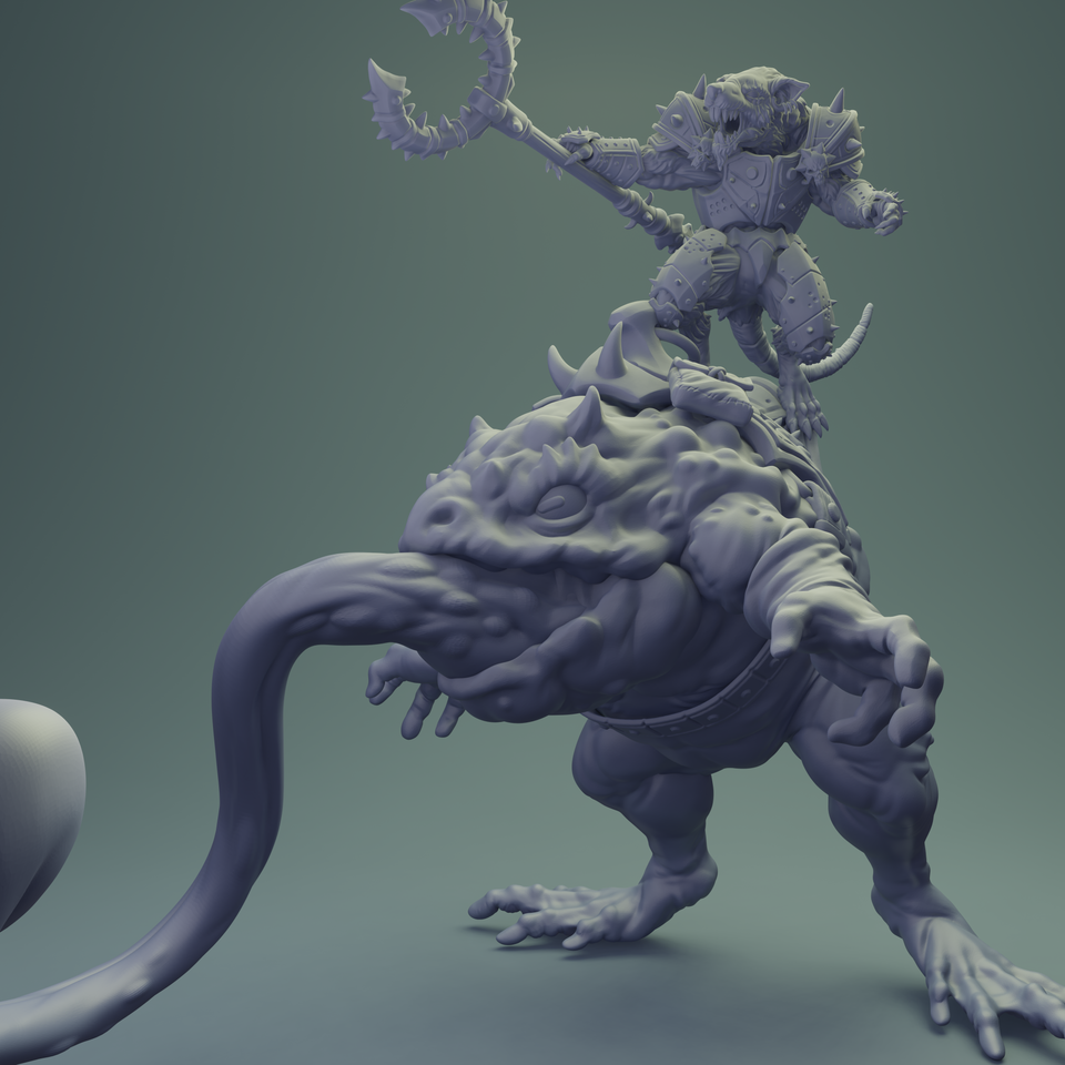 3D Printed Nafarrate Rats Army Rat Riding Frog Set 28mm 32mm D&D