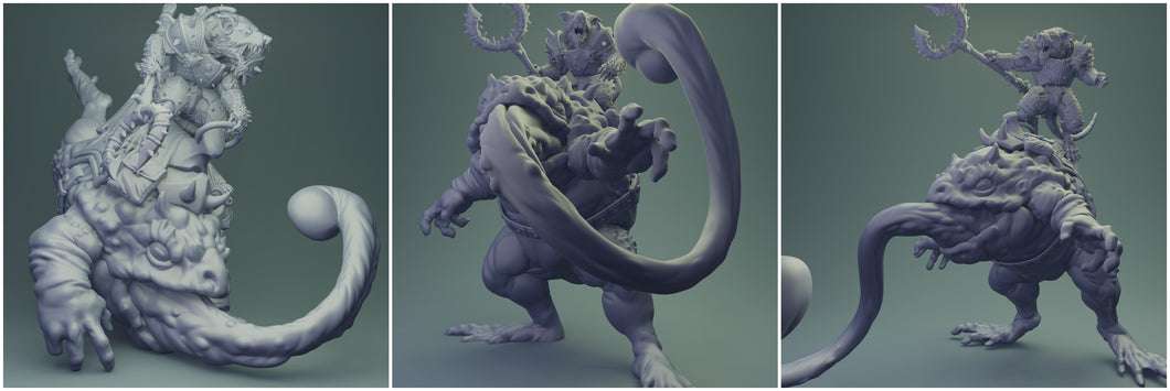 3D Printed Nafarrate Rats Army Rat Riding Frog Set 28mm 32mm D&D