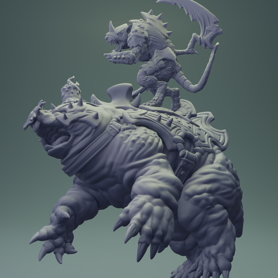 3D Printed Nafarrate Rat Riding Mole Rats Army 28mm 32mm D&D