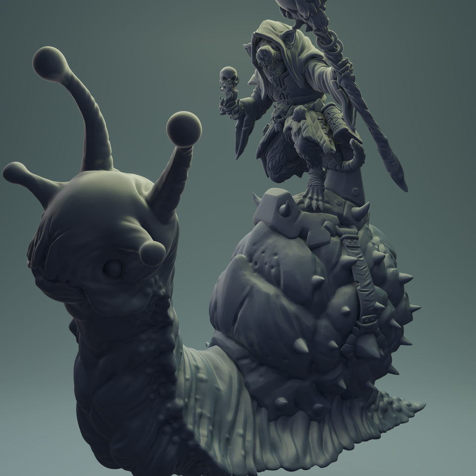 3D Printed Nafarrate Rats Army Rat Riding Snail Set 28mm 32mm D&D
