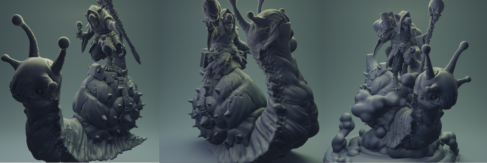 3D Printed Nafarrate Rats Army Rat Riding Snail Set 28mm 32mm D&D