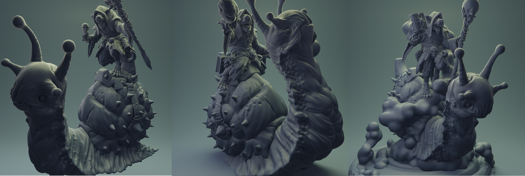 3D Printed Nafarrate Rats Army Rat Riding Snail Set 28mm 32mm D&D