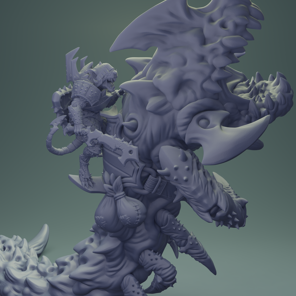 3D Printed Nafarrate Rats Army Rat Riding Wurm Set 28mm 32mm D&D