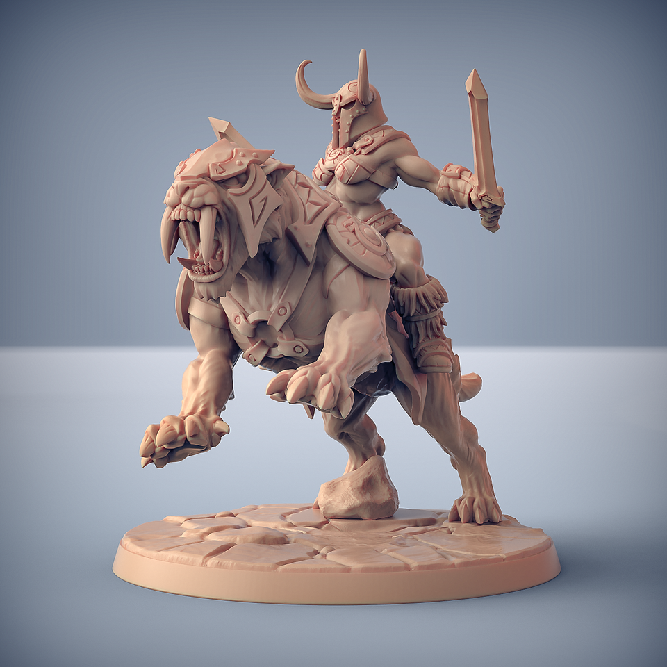 3D Printed Artisan Guild Smilodon Riders Dragonpeak Barbarians 28mm 32mm