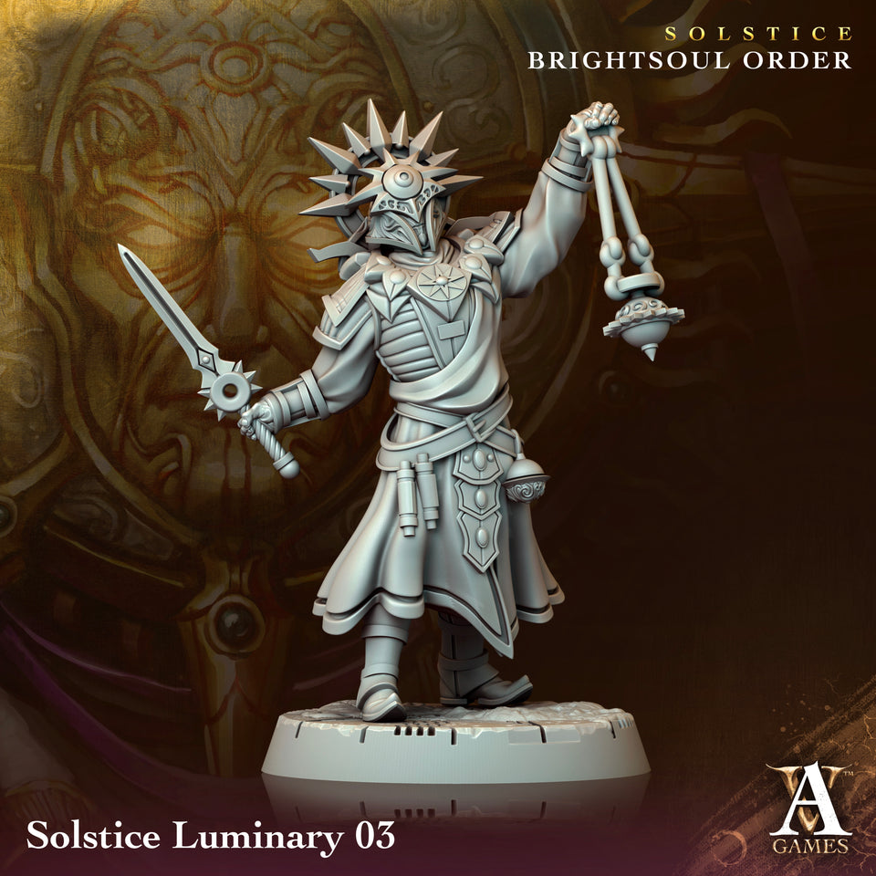 3D Printed Archvillain Games Solstice Luminary Solstice Ray of Sol Myr 28 32mm D&D