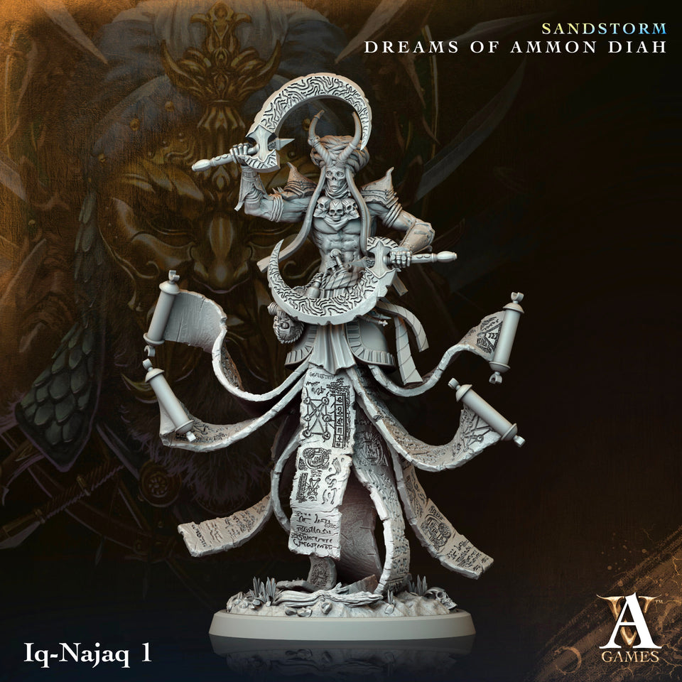 3D Printed Archvillain Games Iq Najaq Sandstorm Dreams of Ammon Diah 28 32mm D&D