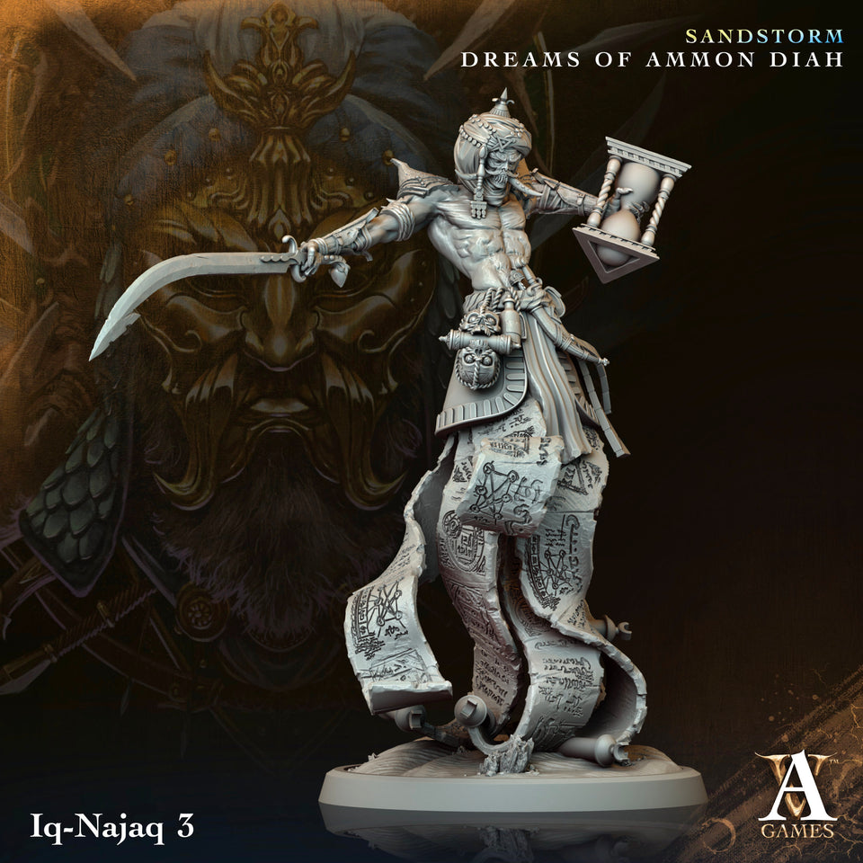 3D Printed Archvillain Games Iq Najaq Sandstorm Dreams of Ammon Diah 28 32mm D&D