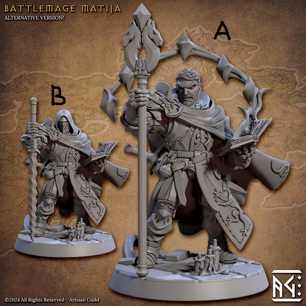 3D Printed Artisan Guild Battlemage Matija Vanguard Fighters Set 28mm 32mm